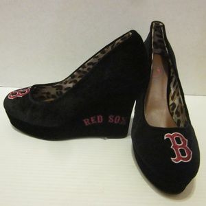 New Boston Red Sox Velvet Wedge Heels Genuine MLB